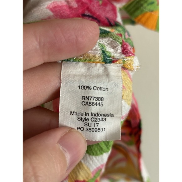 J Crew Tissue Tunic Tropical‎ Floral Vacation Cotton Pink Green Small 6 Beach - Picture 4 of 6